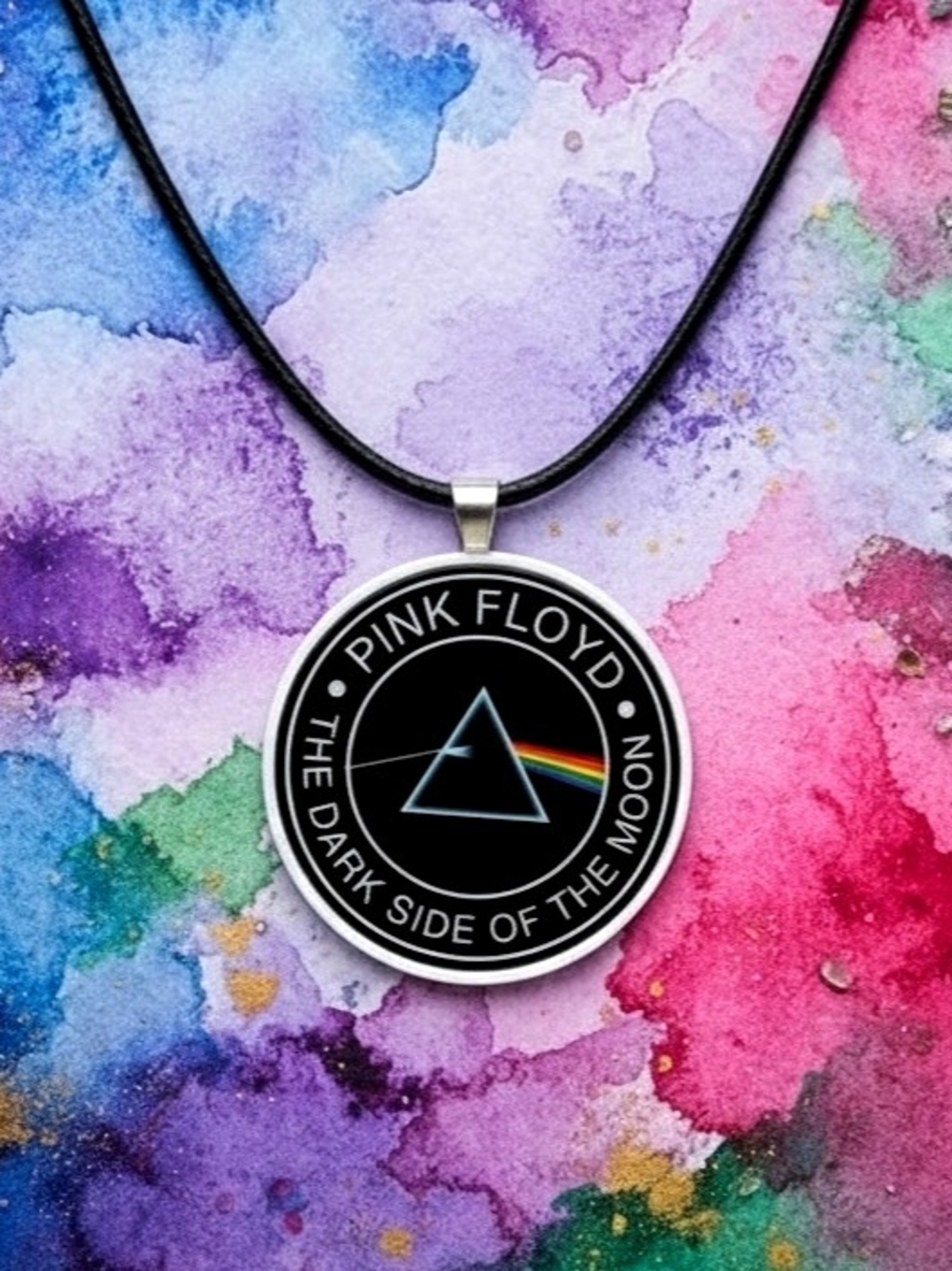 Rainbow Colorful Pink Floyd The Dark Side Of The Moon Music Band Necklace
